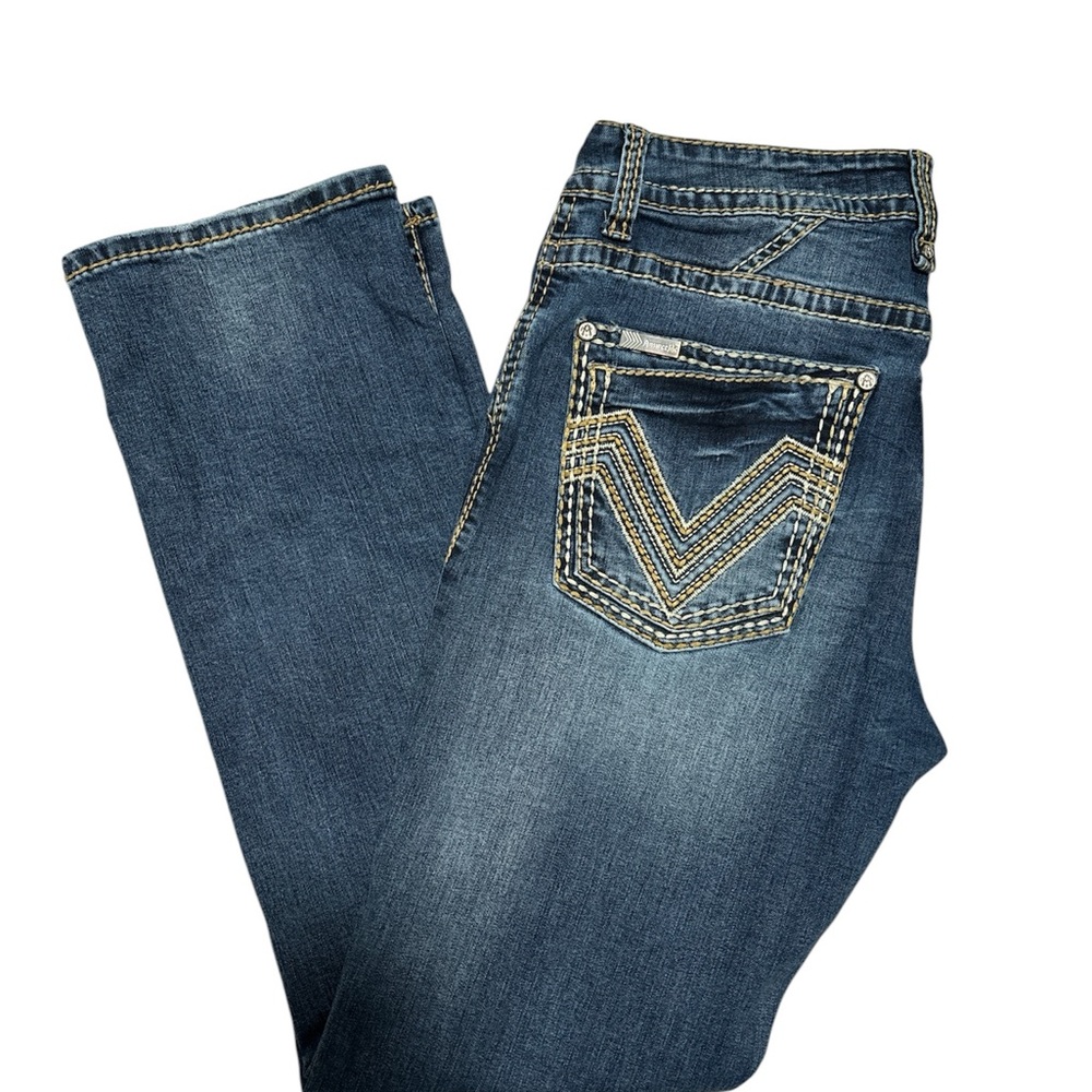 Answer Me- Blue Bootcut Jeans with Stylish Stitching